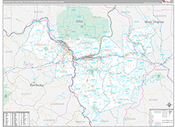 Huntington-Ashland Metro Area Wall Map Premium Style 2026